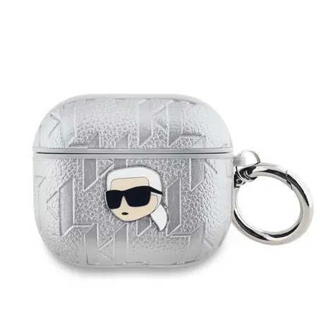 Karl Lagerfeld PU Embossed Karl Head Pouzdro pro Apple AirPods 3 stříbrná