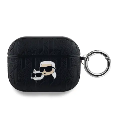 Karl Lagerfeld PU Embossed Karl and Choupette Heads Pouzdro pro Apple AirPods Pro černá