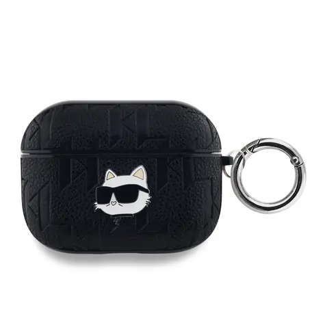 Karl Lagerfeld PU Embossed Choupette Head Pouzdro pro Apple AirPods Pro černá