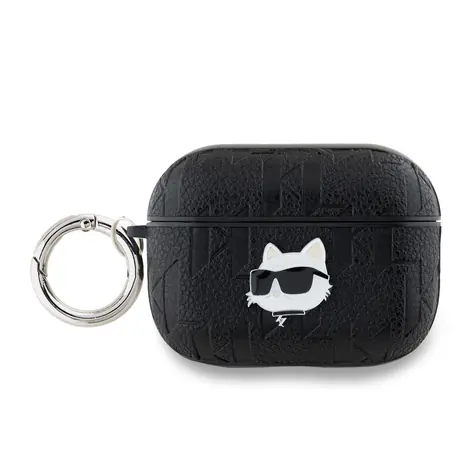 Karl Lagerfeld PU Embossed Choupette Head Pouzdro pro Apple AirPods Pro 2 černá