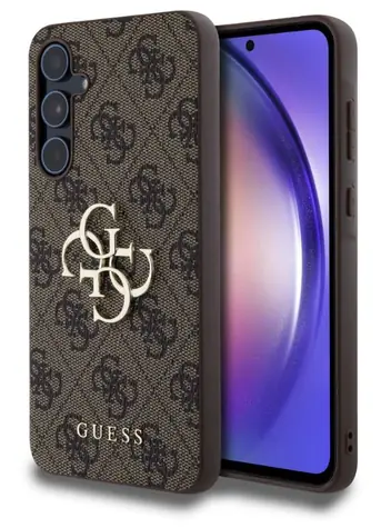 Guess PU 4G Metal Logo Zadní Kryt pro Samsung Galaxy A55 5G hnědá