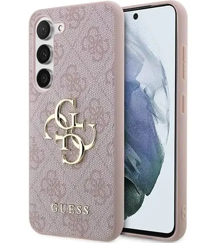 Guess PU 4G Metal Logo Zadní Kryt pro Samsung Galaxy A35 5G růžová
