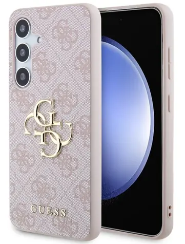 Guess PU 4G Metal Logo Zadní Kryt pro Samsung Galaxy S24 růžová