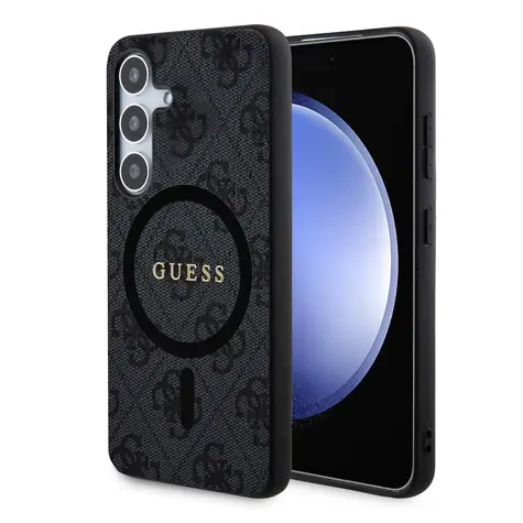 Guess PU Leather 4G Colored Ring MagSafe Zadní Kryt pro Samsung Galaxy S24 černá