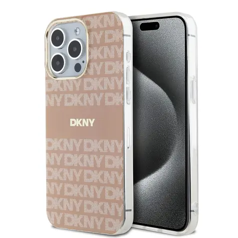 DKNY PC/TPU Repeat Pattern Tonal Stripe Magsafe Zadní Kryt pro Apple iPhone 15 Pro Max růžová