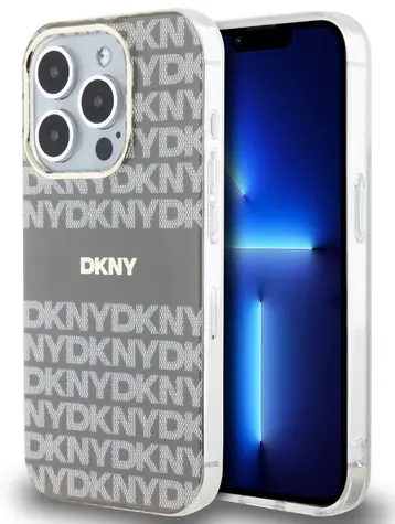 DKNY PC/TPU Repeat Pattern Tonal Stripe Magsafe Zadní Kryt pro Apple iPhone 15 Pro Max béžová