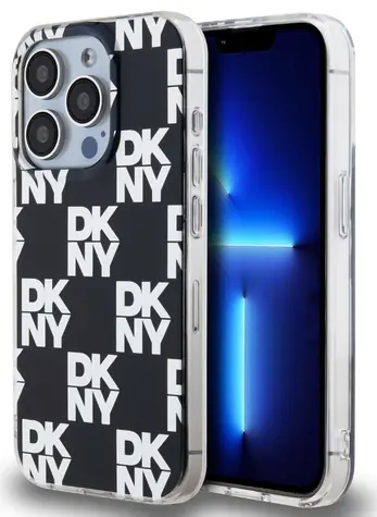 DKNY PC/TPU Checkered Pattern Zadní Kryt pro Apple iPhone 15 Pro černá