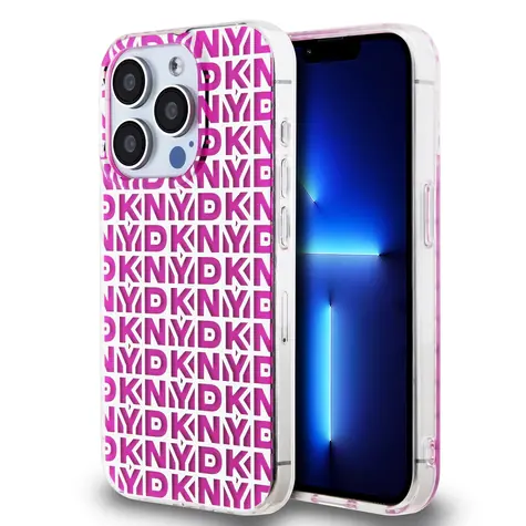 DKNY PC/TPU Repeat Pattern Zadní Kryt pro Apple iPhone 15 Pro růžová