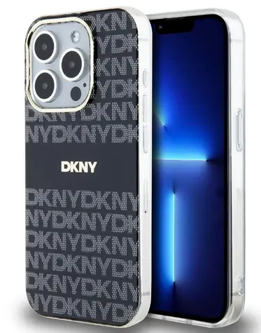 DKNY PC/TPU Repeat Pattern Tonal Stripe Magsafe Zadní Kryt pro Apple iPhone 15 Pro černá