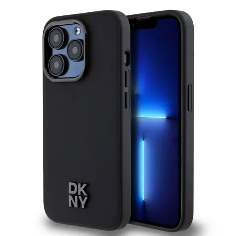 DKNY PU Leather Stack Logo Magsafe Zadní Kryt pro Apple iPhone 15 Pro černá
