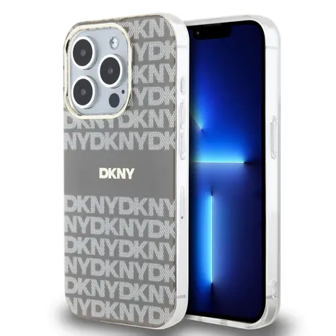 DKNY PC/TPU Repeat Pattern Tonal Stripe Magsafe Zadní Kryt pro Apple iPhone 14 Pro Max béžová