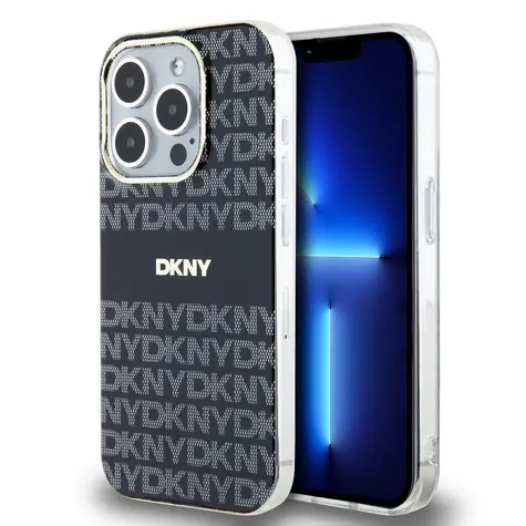DKNY PC/TPU Repeat Pattern Tonal Stripe Magsafe Zadní Kryt pro Apple iPhone 14 Pro černá