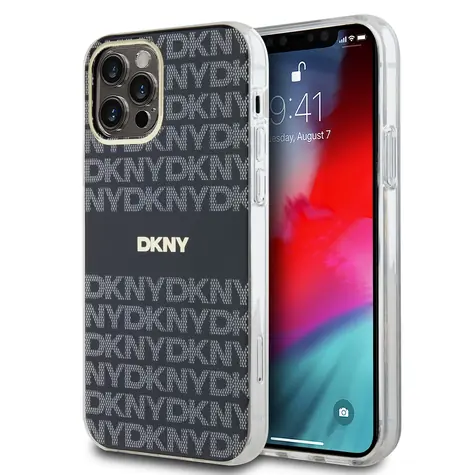 DKNY PC/TPU Repeat Pattern Tonal Stripe Magsafe Zadní Kryt pro Apple iPhone 12/12 Pro černá