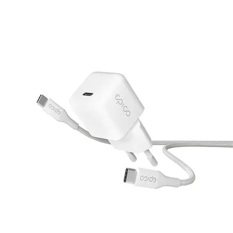 Epico GaN Charger bundle 30W bílá / nabíječka USB-C / s kabelem USB-C na USB-C / PD