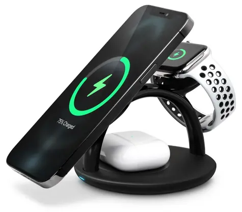 CONNECT IT MultiCharge 3v1 MagSafe černá / Bezdrátová nabíječka / 15W