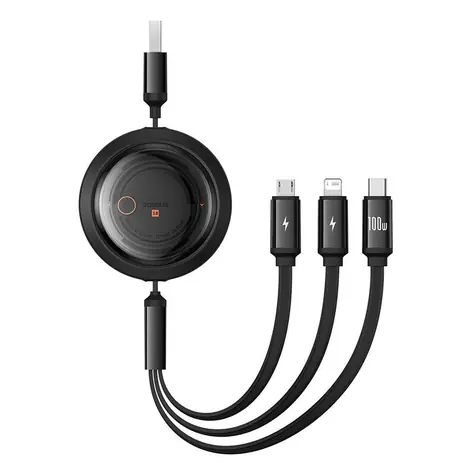 Baseus P10368700111-03 Rychlonabíjecí kabel 3v1 USB-A - microUSB & USB-C & Lightning (100W) 1.1m černá