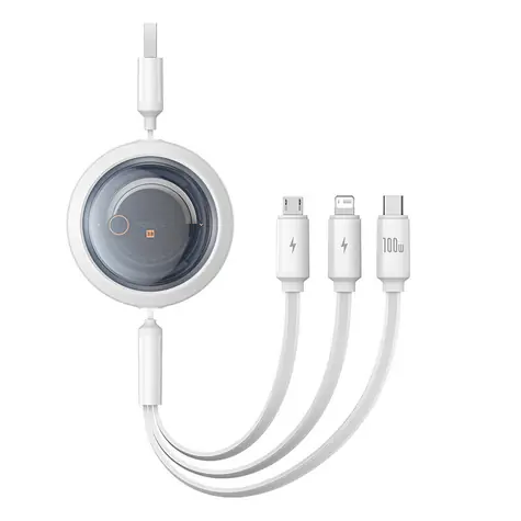 Baseus P10368700211-02 Rychlonabíjecí kabel 3v1 USB-A - microUSB & USB-C & Lightning (100W) 1.1m bílá