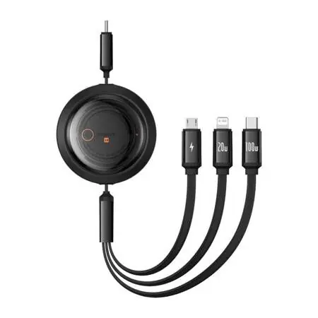 Baseus P10368700111-04 Free2Draw 3v1 USB-C - microUSB & USB-C & Lightning (100W) 1.1m černá