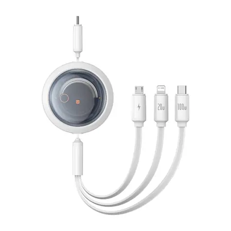 Baseus P10368700211-03 Free2Draw 3v1 USB-C - microUSB & USB-C & Lightning (100W) 1.1m bílá