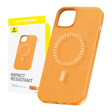 Baseus P60157305713-01 Fauxther Pouzdro pro Apple iPhone 15 Pro oranžová