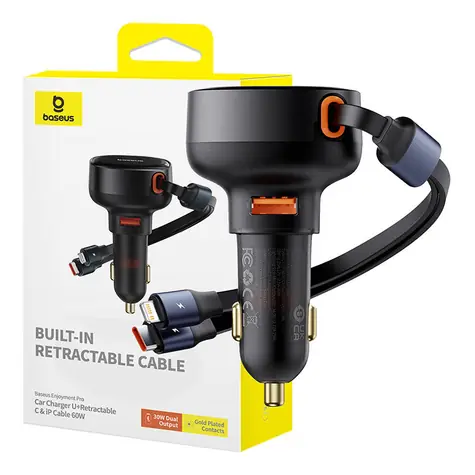 Baseus C00057802111-02 Enjoyment Nabíječka do auta černá / USB-A / USB-C / Lightning / 60W