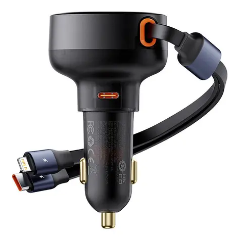Baseus C00057802111-00 Enjoyment Nabíječka do auta černá / USB-C / Lightning / 60W