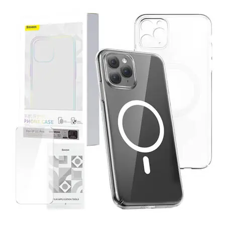 Baseus ARSJ010102 Magnetic Crystal Clear MagSafe Pouzdro pro Apple iPhone 11 Pro čirá / + tvrzené sklo