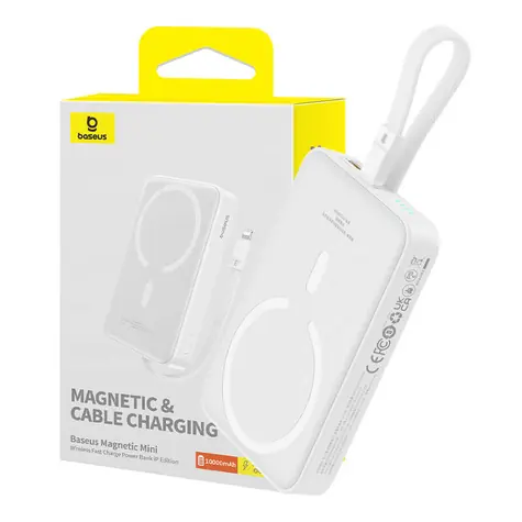 Baseus P10022109223-00 Magnetic Mini bílá / Powerbanka / 10000mAh / Lightning / MagSafe / 20W