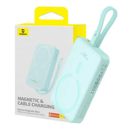 Baseus P10022109333-00 Magnetic Mini zelená / Powerbanka / 10000mAh / Lightning / MagSafe / 20W