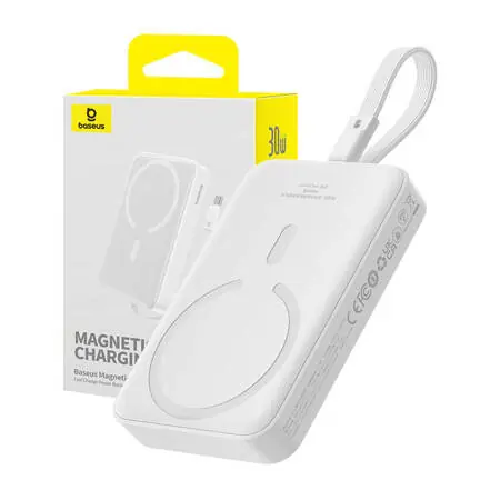 Baseus P1002210B223-00 Magnetic Mini bílá / Powerbanka / 10000mAh / USB-C / MagSafe / 30W