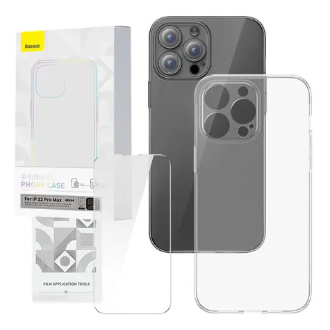 Baseus P60112201201-01 Corning Pouzdro pro Apple iPhone 12 Pro Max čirá / + tvrzené sklo