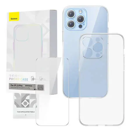 Baseus P60112201201-01 Corning Pouzdro pro Apple iPhone 13 Pro čirá / + tvrzené sklo