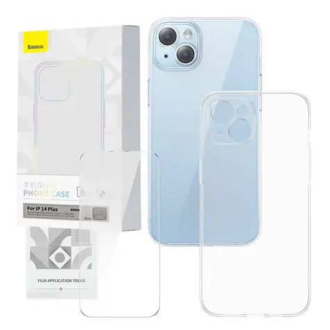 Baseus P60112202201-02 Corning Pouzdro pro Apple iPhone 14 Plus čirá / + tvrzené sklo