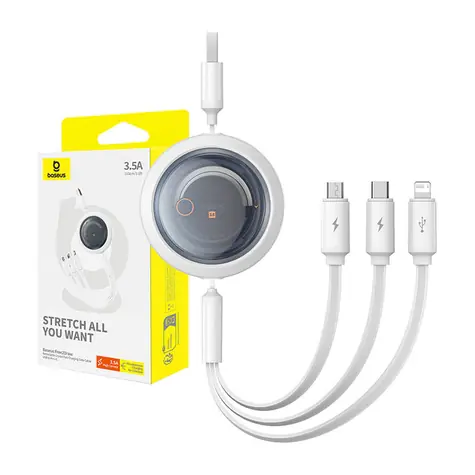 Baseus P10368700211-01 Rychlonabíjecí kabel 3v1 USB-A - microUSB & USB-C & Lightning (3.5A) 1.1m bílá
