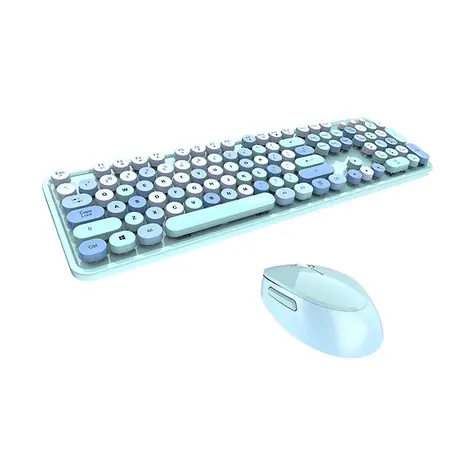 MOFII Sweet 2.4G modrá / Set bezdrátové klávesnice + myši / US layout / 2.4Ghz USB dongle / 1600DPI 