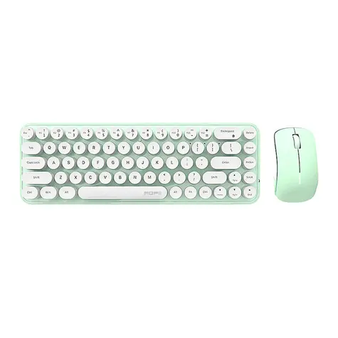 MOFII Bean 2.4G bílo-zelená / Set bezdrátové klávesnice + myši / US layout / 2.4Ghz USB dongle / 1200DPI