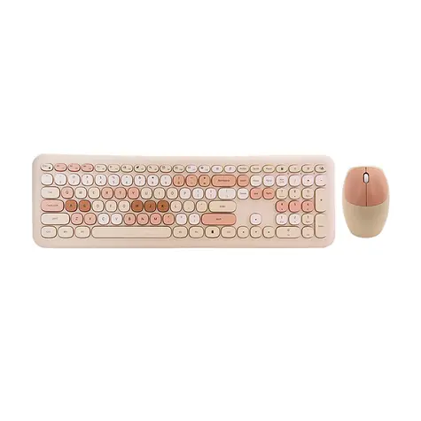 MOFII 666 2.4G béžová / Set bezdrátové klávesnice + myši / US layout / 2.4Ghz USB dongle / 1200DPI 