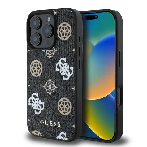 Guess PU 4G Peony MagSafe Zadní Kryt pro Apple iPhone 16 Pro Max černá