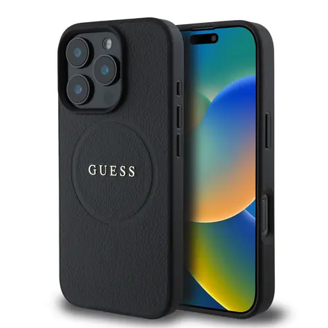 Guess PU Grained Classic Logo MagSafe Zadní Kryt pro Apple iPhone 16 Pro černá