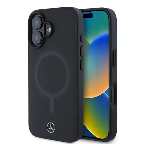 Mercedes Smooth Leather MagSafe Zadní Kryt pro Apple iPhone 16 černá