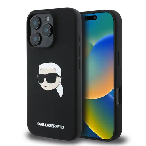 Karl Lagerfeld Liquid Silicone Karl Head MagSafe Zadní Kryt pro Apple iPhone 16 Pro černá