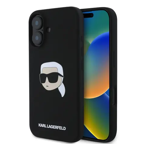 Karl Lagerfeld Liquid Silicone Karl Head MagSafe Zadní Kryt pro Apple iPhone 16 černá