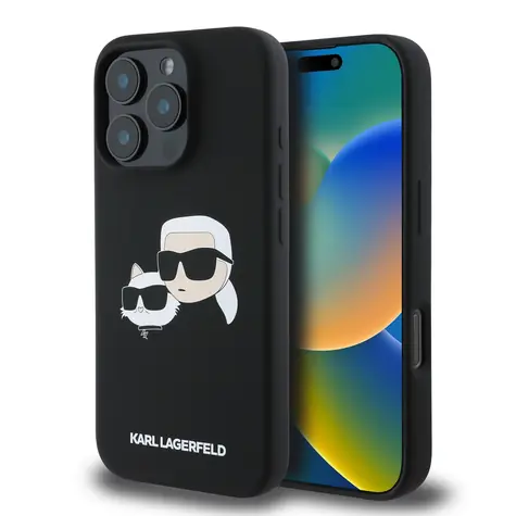 Karl Lagerfeld Liquid Silicone Double Heads MagSafe Zadní Kryt pro Apple iPhone 16 Pro černá