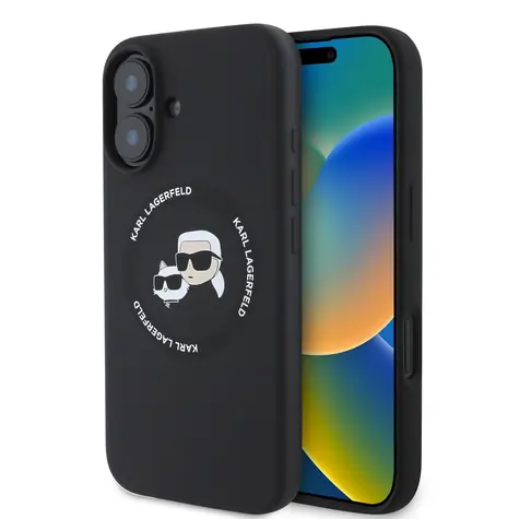 Karl Lagerfeld Liquid Silicone K&CH Heads MagSafe Zadní Kryt pro Apple iPhone 16 černá