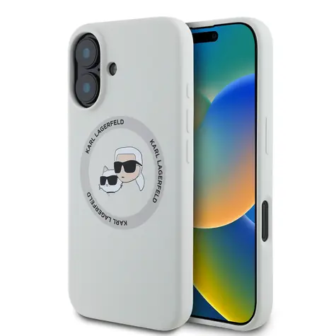 Karl Lagerfeld Liquid Silicone K&CH Heads MagSafe Zadní Kryt pro Apple iPhone 16 béžová