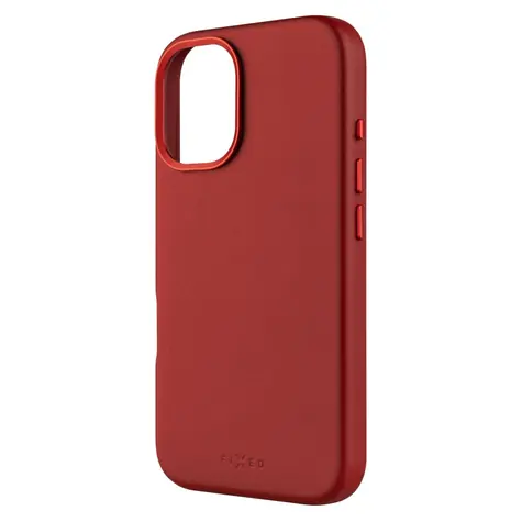 FIXED Kožený zadní kryt MagLeather s podporou MagSafe pro Apple iPhone 16 červený / doprodej