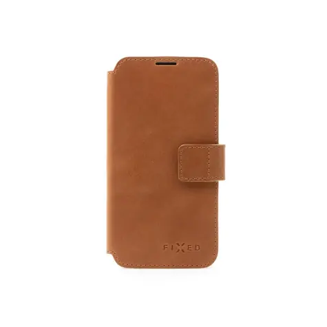 FIXED Kožené pouzdro typu kniha ProFit pro Apple iPhone 16 hnědé / doprodej