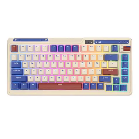 Royal Kludge KZZI K75 pro RGB Retro modrá / Bezdrátová klávesnice / mechanická / USB & 2.4GHz & BT / US Layout