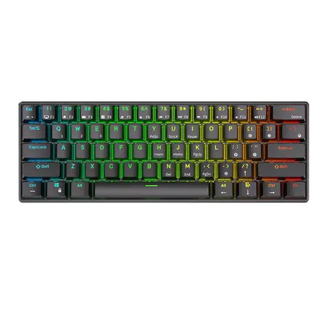 Royal Kludge RK61 RGB hnědé spínače černá / Bezdrátová klávesnice / mechanická / BT & USB / US Layout
