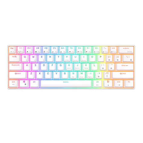 Royal Kludge RK61 RGB červené spínače bílá / Bezdrátová klávesnice / mechanická / BT & USB / US Layout